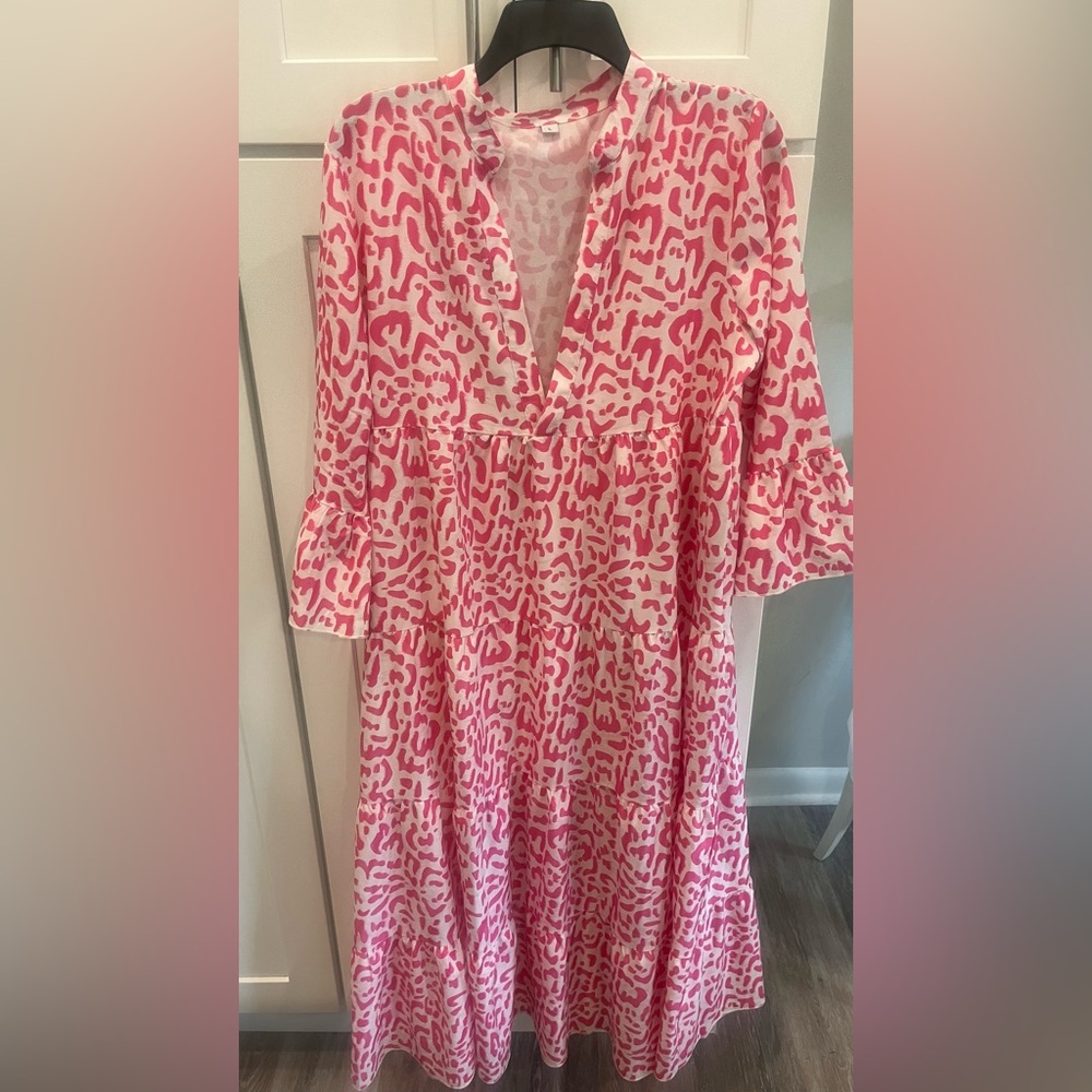 Tuckernuck Pink Cheetah Midi Dress